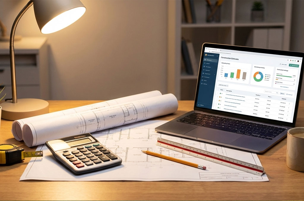 workspace with blueprints