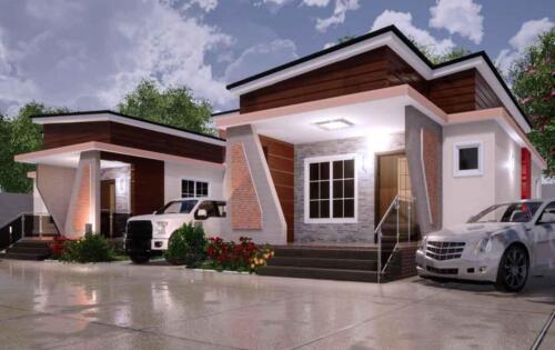 2 and 1 bedroom semi detached Nigerian house plan