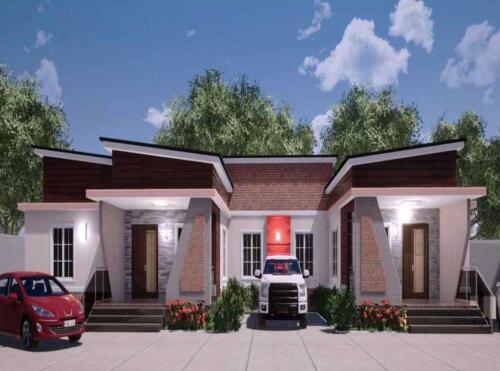 2 and 1 bedroom semi detached house plan