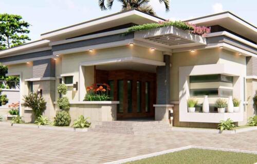 4 bedroom Nigerian house plan flat roof
