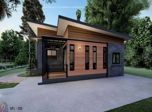 Bungalow-House-in-Stilt-Concept-with-Wooden-Cladding