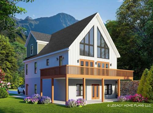 Contemporary-Mountain-Home-Plan-with-Vaulted-Great-Room-and-Wraparound-Deck