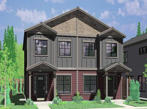 Duplex-house-plan-with-rear-garage-narrow-lot-townhouse-plan