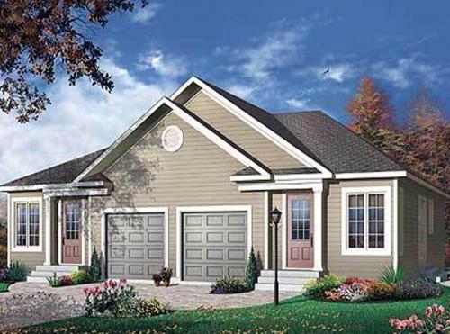 Duplex-with-Center-Car-Garage-for-Privacy