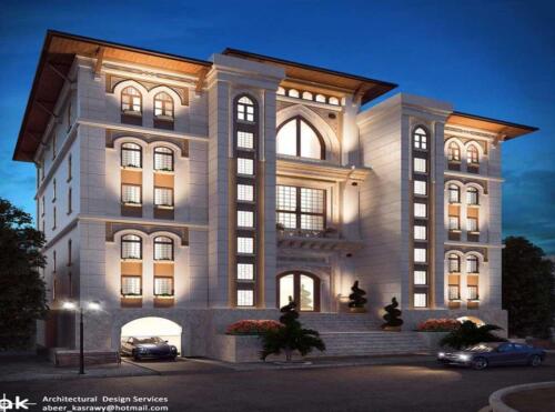 Modern simple hotel exterior design 