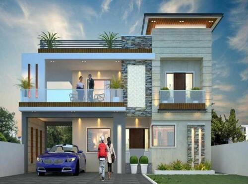 Simple modern exterior design of house.