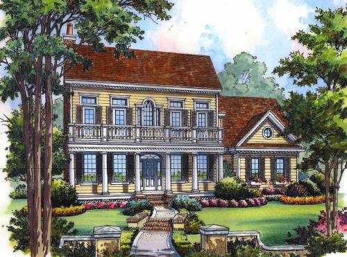 Traditional-House-Plan-with-Upper-Balcony